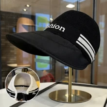 夏季女士可调节宽檐遮阳帽 - 优雅可折叠，可扎成马尾辫。适合日常外出、户外活动、海滩、旅行、高尔夫等场合。可手洗。 - 米色 - 查看 8