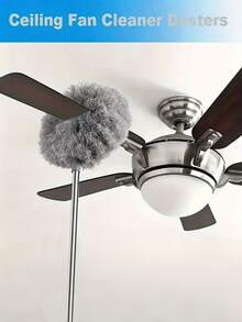 可伸缩除尘掸，超细纤维可伸缩除尘掸，带柔性刷头 - 可重复使用和水洗的清洁工具，除尘刷，柔性除尘刷，可重复使用和水洗的吊扇除尘掸，无需电池，适用于高天花板、家具、汽车、清洁物品、客厅、卧室、厨房、汽车清洁等场所，清洁工具 - 多色 - 查看 2