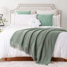Lightweight Knitted Blanket, Suitable For Camping, Air-Conditioned Rooms, Shawl, Spring/Summer - Mint Green - View 3