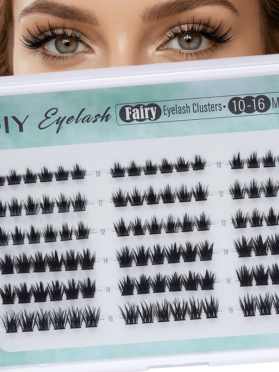 ELAE Fairy Eyelash Clusters 10-16mm Mixed Length Manga Lashes DIY Lash Cluster Extension D Curl Wispy Spiky Faux Mink Volume Reusable Cat Eye Lashes - Hỗn hợp gai thần tiên - Xem 1