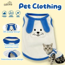 GDTME Cute Cartoon Dog Vest Breathable Pet Tank Top With Blue Trim D-Ring Leash Hole Summer Pet Outfit For Small Dogs Cats Puppy Kitten Daily Walks Casual Wear Pets Pet Clothes Dog Stuff Dog Supplies - Blue - View 7