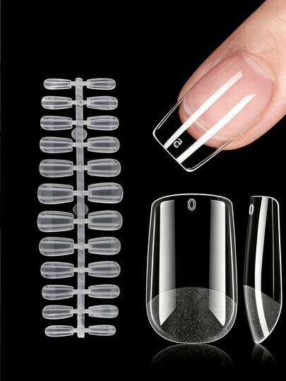 120/240pcs Short Square Matte Acrylic Fake Nails, 12 Sizes, Artificial Nail Tips For Nail Art