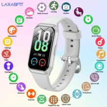 Laxasfit 1.45英寸智能手表，男女通用 - 无线通话、抬腕唤醒、自定义表盘、音乐控制、闹钟、久坐提醒、遥控拍照、多种运动模式智能健身追踪器 - 轻巧舒适，适合户外运动，完美礼物 - 查看 13