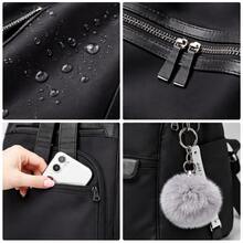 Women's Backpack Bag With Crossbody Strap And Back Waterproof Casual - 黑色 - 查看 6