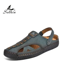 Salkin 男士休闲凉鞋，夏季户外沙滩拖鞋，两用透气轻便防滑徒步休闲凉鞋 - 綠色 - 查看 6