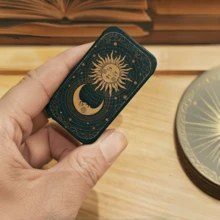 Vintage Black Cat Sun & Moon Pattern Creative Match Box, Mysterious Totem Decor Storage Box, Creative Ornament, Holiday Gift - Black - View 7