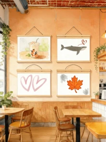 1pc 2D Flat Design Style, Each Product Comes With A Pine Wood Frame, Designed Specifically For Poster Display. The Product Includes Clips And Magnetic Devices For Securing Scrolls. It Is Lightweight And Available In Two Sizes, Suitable For Displaying Posters, Photos, Maps, And Various Images. - Drawing Pad - View 9