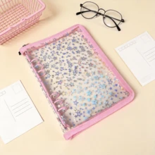 A5星形图案拉链活页夹，闪光笔记本套装，K-POP照片卡片相册，相册，大容量活页夹，便携式贴纸簿。可用作相册、文件袋、集邮册、储蓄日记、计划本、铅笔盒、贴纸簿、文件整理器、笔记本、DIY日记本、卡片夹、DIY相册、明信片活页夹。 - 星星閃光款 - 查看 15