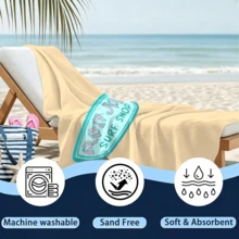 1pc Summer Boho Style Ron Jon Surf Shop Logo: Bold Text In Pink And Teal, Retro Vintage Art Style.  Beach Towel For Swimming Pool Vacation - Microfiber, Quick-Dry, Sand-Free & Lightweight Extra Large Towel For Pool, Beach, Yoga & Travel -Gift For Adults Women Men Kids - 白色 - 查看 2
