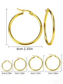 10 chiếc khuyên tai vòng hở bằng thép không gỉ mạ vàng/bạc, đế móc khuyên tai 15/20/25/40mm dùng làm phụ kiện trang sức DIY - Vàng - Xem 4