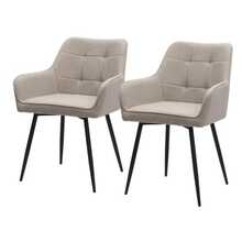 Dining Chairs With Button Tufting & High Armrests | 2-Piece Comfort Set - Khaki - View 3