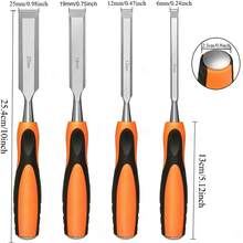 Set Of 4 Woodworking Chisels, Carpentry Tools With Ergonomic Handle For DIY And Professional Use - A - 查看 9
