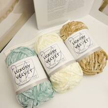 1包高品质雪尼尔纱线，适合编织毛衣、外套、围巾、帽子、玩偶、包包，也适合钩编和棒编，适合初学者，100%涤纶材质 - 多色 - 查看 5