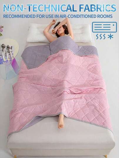 1 PC Solid Colour Cooling Blanket, Summer Cooling Quilt, Diamond Quilting With Floral Print Design, Minimalist And Stylish / Cooling Fabric / Quilted Reinforced Edges / Delivers A Refreshingly Comfortable Experience For Heat-Sensitive Individuals