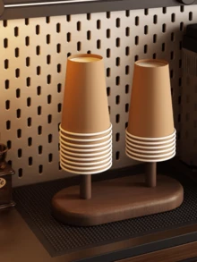 1pc Bamboo Desktop Cup Holder, Desktop Storage Organizer Rack, Suitable For Storing Various Cups, Great For Home, Office, Meeting Room And Other Occasions - Brown - View 3