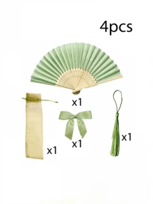 婚礼/派对装饰礼品套装 - 蝴蝶结流苏折叠扇和网袋，适用于新娘送礼会、伴娘拍照道具、生日派对礼物、夏季活动、教堂婚礼、家居装饰、DIY礼物、情人节、复活节 - 多色 - 查看 12