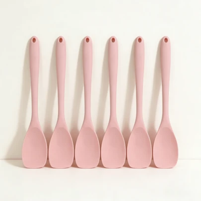 硅胶铲铲套装，11英寸不粘实心漏铲 - 耐热厨房用具，适用于煎蛋、汉堡、煎饼 - 可用洗碗机清洗（粉色/红色，2/4/6 件装）