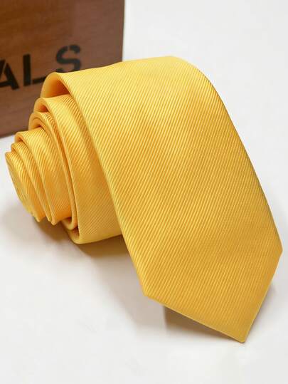 1pc Men's Yellow Slim Necktie, Fashion Formal Tie For Wedding Party,Accessories,Festival