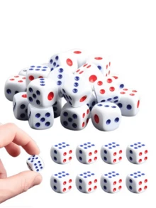 100pcs/200pcs/300pcs 14mm Durable Plastic Dice With Rounded Corners Red And Blue Dots - Tabletop Game Dice, Suitable For Party Interactive Games And Family Game Night - Plastic Dice - View 7
