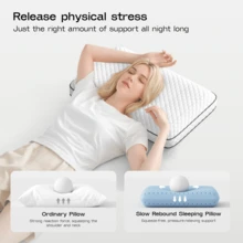 1 chiếc gối làm mát bằng mút hoạt tính - Gối kê cổ chỉnh hình hình bánh mì, kích thước tiêu chuẩn, có thể tháo rời và giặt được, giúp giảm đau cổ. - trắng - Xem 4
