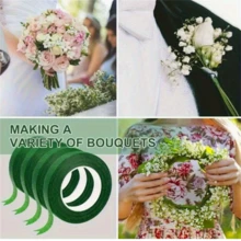 5卷绿色自粘花艺包装胶带 - 尼龙花束包装纸，适用于花束、婚礼装饰、插花 | 卷装，使用方便 - 深綠色 - 查看 7