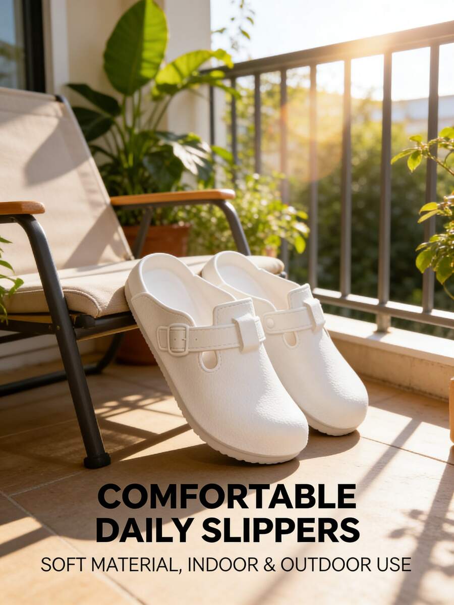 1 Pair Summer Slip-On Sandals, Casual Outdoor Wear Unisex Closed Toe Slippers, Non-Slip Durable Fashion Slides - Multicolor - View 1