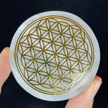 6厘米天然水晶透石膏片，白色石膏，天然透石膏石水晶圆盘，透石膏充电板 - 白色 - 查看 13