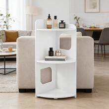 Estantería de esquina de 3 niveles estilo nórdico en color blanco, estantería multifuncional de almacenamiento y exhibición para la sala de estar y la entrada, pequeño gabinete de esquina de 3 niveles con rejilla de PVC - Armario de esquina de rejilla - Ver 3