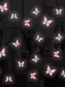 5/20/40pcs Glow In The Dark 3D Butterfly Wall Stickers, Luminous Realistic 3D Butterfly Decals, Removable Waterproof Matte Self-Adhesive Wall Decals For Living Room, Bedroom, Kids Room, Home Decor, Spring Decorations, Rama Decor Sticker Gift, Birthday Graduation Present - Luminous Stickers - View 5