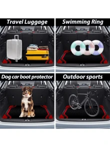 1pc Black And Red Patterned Car Trunk Mat | Outdoor Picnic Mat | Universal Size | Cargo Protection Mat | Specifically For Car, Truck And SUV Trunk Liners | Keep Your Vehicle Clean - A - View 4