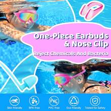 2 Pack Kid's Swim Googles,Wide View Anti-Fog/UV,For 3-14 Years Boys/Girls - Bright Pink & Bright Blue - 查看 8