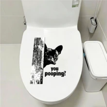 1/2pcs Funny Black Cat Toilet Sticker,It Is Starting To Stink In Here Humorous Decal For Bathroom Restroom Lid Decoration,Waterproof PVC Wall Art Room Decor - Funny Toilet Stickers - View 10