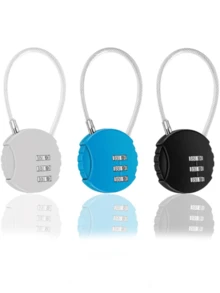 1pc Multi-Function Metal Round Combination Lock - Mini Padlock Suitable For Backpacks, Bags, Luggage And Pencil Cases; Mini Steel Cable Combination Lock - Multicolor - View 2