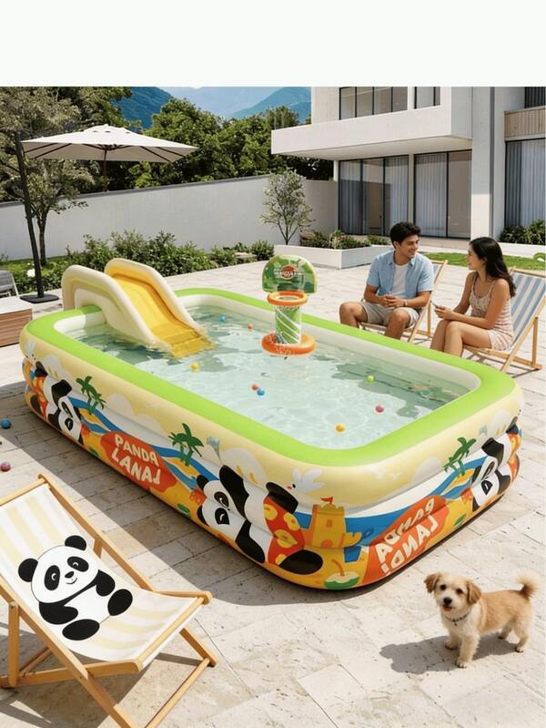 Panda Inflatable Swimming Pool - Premium Portable Pool, Durable PVC Foldable, Family/Friends Gathering Water Park, Large Inflatable Backyard Pool, Indoor/Outdoor Use, Must-Have For Backyard Fun