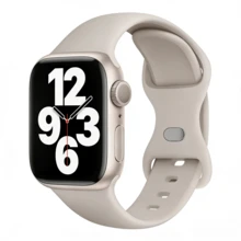 2pcs Set: Starry Soft Silicone Sport Watch Band & 2-In-1 Ultra-Thin Tempered Glass Screen Protector, Compatible With Apple Watch 38/40/41/42/44/45/46/49mm Series Ultra/SE/11/10/9/8/7/6/5/4/3/2/1, Smart Watch Accessories - Starlight Color - View 4