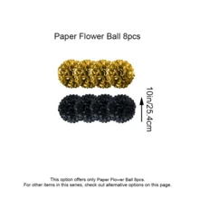 Party Decorations, Black And Gold Paper Fans, Pom Poms, Garlands, Ropes, Paper Tassels Suitable For Graduation Celebration, New Year, Wedding, Birthday Party - Black and Gold Paper Flower Ball Cover - View 7