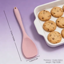 Bộ thìa lật bằng silicon, dài 33 cm, chống dính, có rãnh - Dụng cụ nhà bếp chịu nhiệt dùng để chiên trứng, bánh mì kẹp thịt, bánh kếp - Có thể rửa bằng máy rửa chén (Hồng/Đỏ, bộ 2/4/6 cái) - Hồng - Xem 11