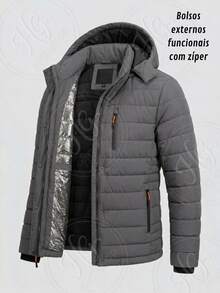 Thermal Jacket/Bobby Jacket, Padded And Lined, For Trekking, Snow, And Extreme Cold - Navy Blue - View 4