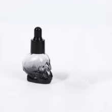 2pcs 8ml Transparent/Black Skull Glass Dropper Bottles, Leak-Proof Essential Oil Bottles, Portable Storage - Black - View 8