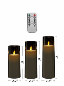 2/3/5/9pcs LED Pillar Candles With Remote Control, Movable Wick, Suitable For Home Decor, Table Centerpiece, Wedding, Holiday, Party Decoration - 灰色 - 查看 11