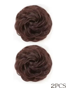 2 chiếc vòng cài tóc giả hình đầu Maruko dễ thương, tóc nối cho trẻ em, tóc giả trẻ em, tóc giả hình nụ hoa cho bé gái, vòng cài tóc giả, tóc dài, túi đựng tóc giả, búi tóc. - Màu dương cầm - Xem 15