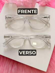 Geometric Cat-Eye Eyeglass Frame With Faceted Temples, Rounded Cat-Eye Shape, Made Of Lightweight And Durable Resin, Thick Sides, Perfect For Prescription Lenses, 2026 , Elegant And Luxurious Gift For Women - 透明的 - 查看 2