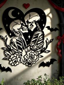 1 件哥特式骷髅铁艺墙饰，适用于卧室、客厅、门厅 - 骷髏戀人 - 查看 7