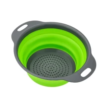 Bộ 1/2 rổ lọc tròn dùng trong nhà bếp, có phễu gấp gọn - Bao gồm một rổ lớn và một rổ nhỏ, lý tưởng để lọc mì, rau củ và trái cây (màu xanh lá cây, đỏ, xanh dương) - nhiều màu - Xem 13