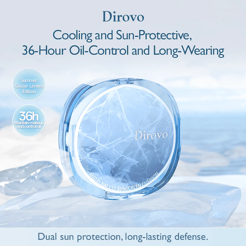 Dirovo 冰感透明无瑕防晒气垫 SPF45，7 天持久防晒，冰川蓝 - Lvary - 查看 1