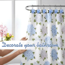 12pcs Spring Floral Theme Hydrangea Decorative Shower Curtain Hooks, Stainless Steel Rust-Proof Resin Metal Blue Flower Hydrangea Shower Curtain Rings, Home Bathroom Decor, Suitable For Bathroom, Bedroom, Living Room, Kitchen - 12pcs Blue - View 6