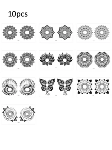 Chest Tattoo Stickers, Mandala & Butterfly Designs, Multi-Purpose Body Art Decals, Waterproof & Easy To Remove - Multicolor - View 11