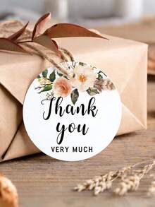 50 Stück Danke, dass Sie mit uns gefeiert haben Tags, Danke Tags für Partybegünstigungen, Papier Geschenk Tags mit 10M Juteschnur, geeignet für Hochzeit, Brautparty, Geburtstag, Party, Baby Shower Begünstigungen - Blumenanhänger - Übersicht 1
