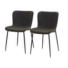 Modern Dining Chairs With High Rounded Backrest, Fabric Upholstery & Metal Legs (3 Colours) | Set Of 2 - Dark Grey - View 3