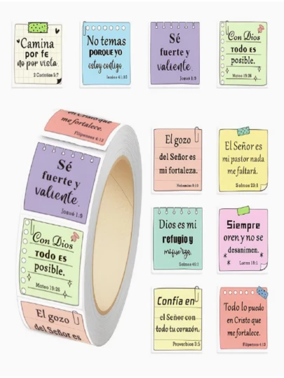 500 piezas Pegatinas con versículos de la Biblia en español, etiquetas con citas inspiracionales de fe, adecuadas para scrapbooking, envoltorios de regalo, sellado de sobres y decoración diaria